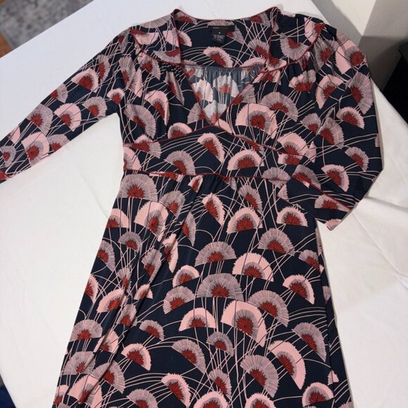 BCBGMaxAzria Boho Floral Navy Fall Holiday Work Midi Dress Size Medium - Picture 2 of 12